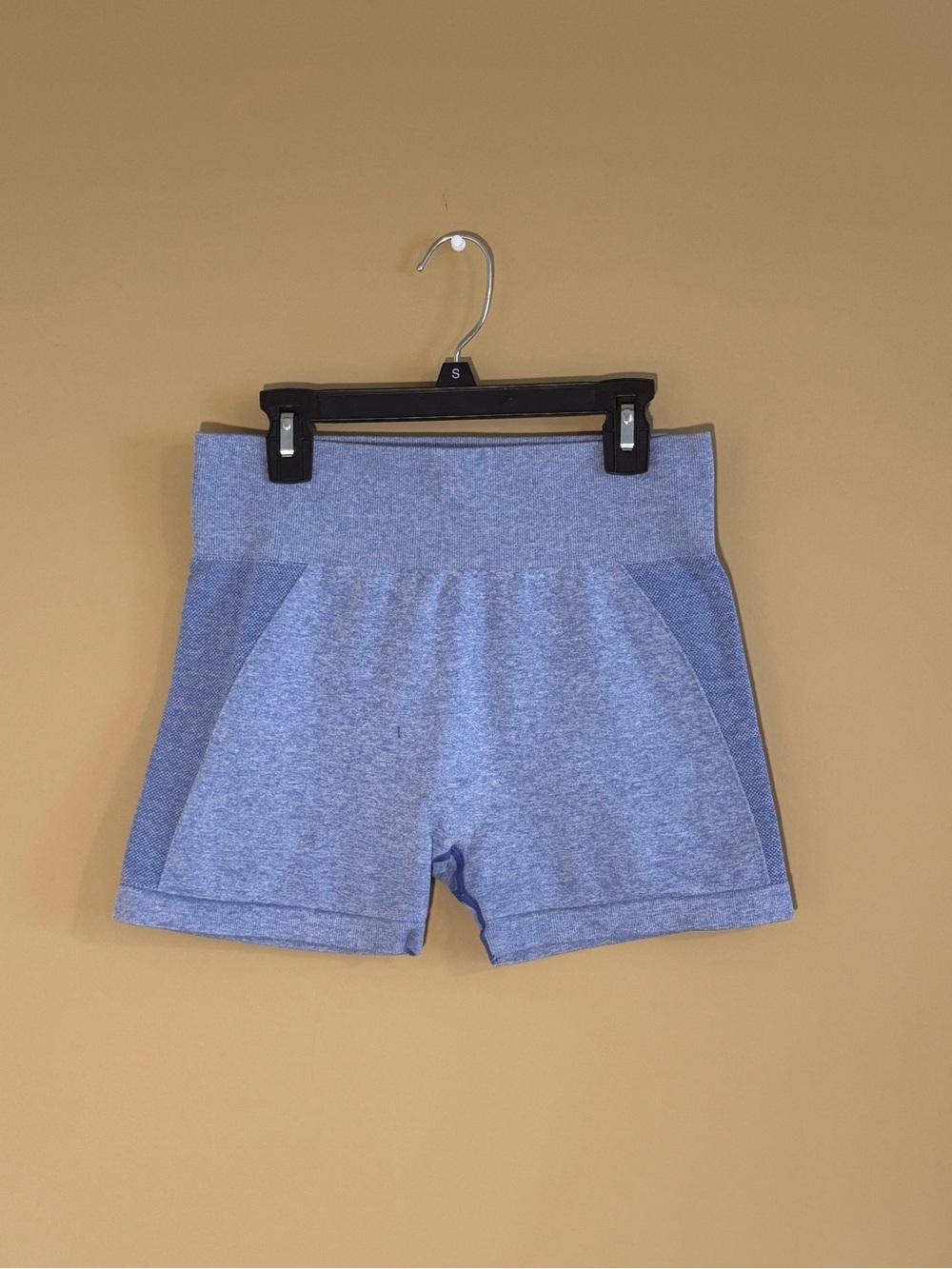 High-Rise Heathered Light Blue Athletic Shorts